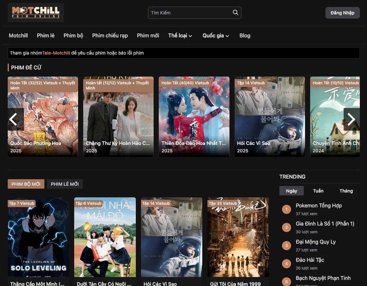 Thiết kế website phim chuyên nghiệp tối với Thememovie