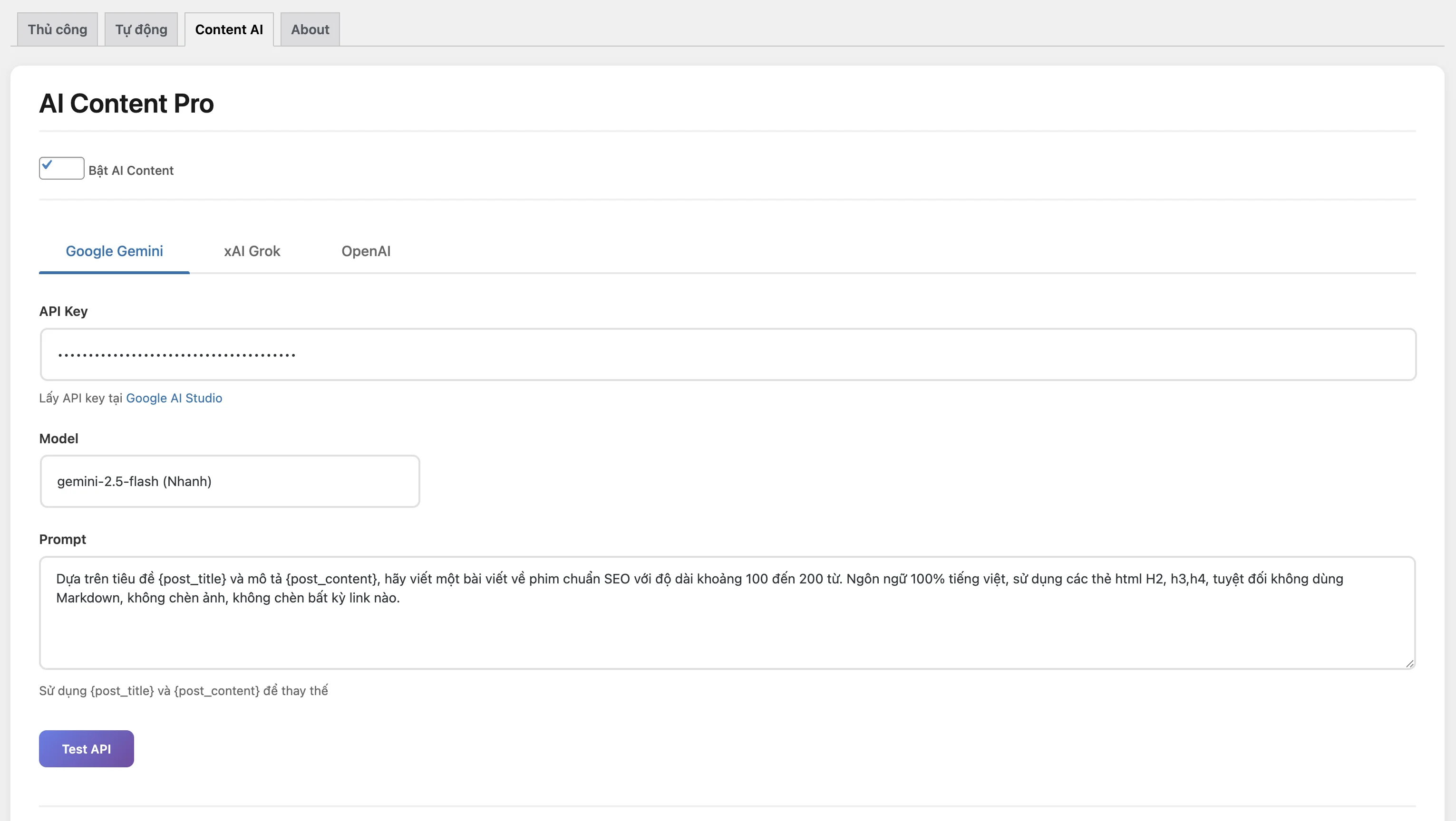 Plugin Core OPhim tích hợp content AI Pro