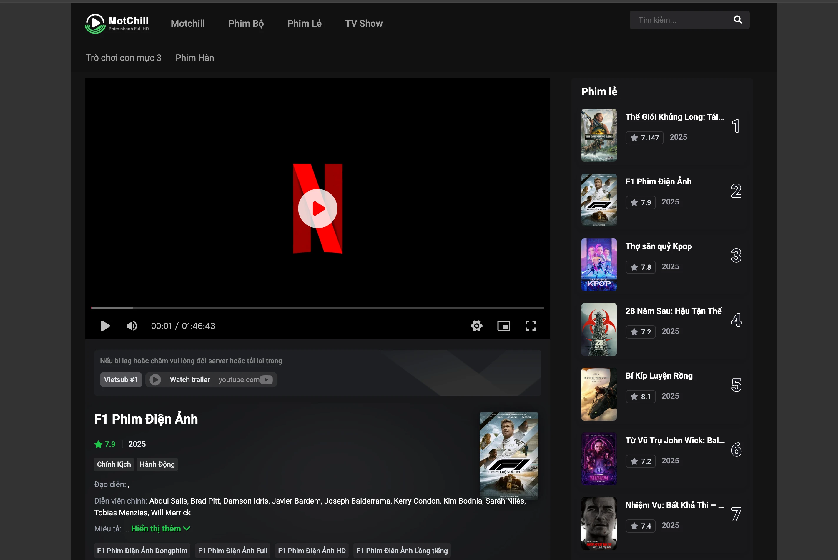 Theme Dooplay Wordpress  Motchill xanh