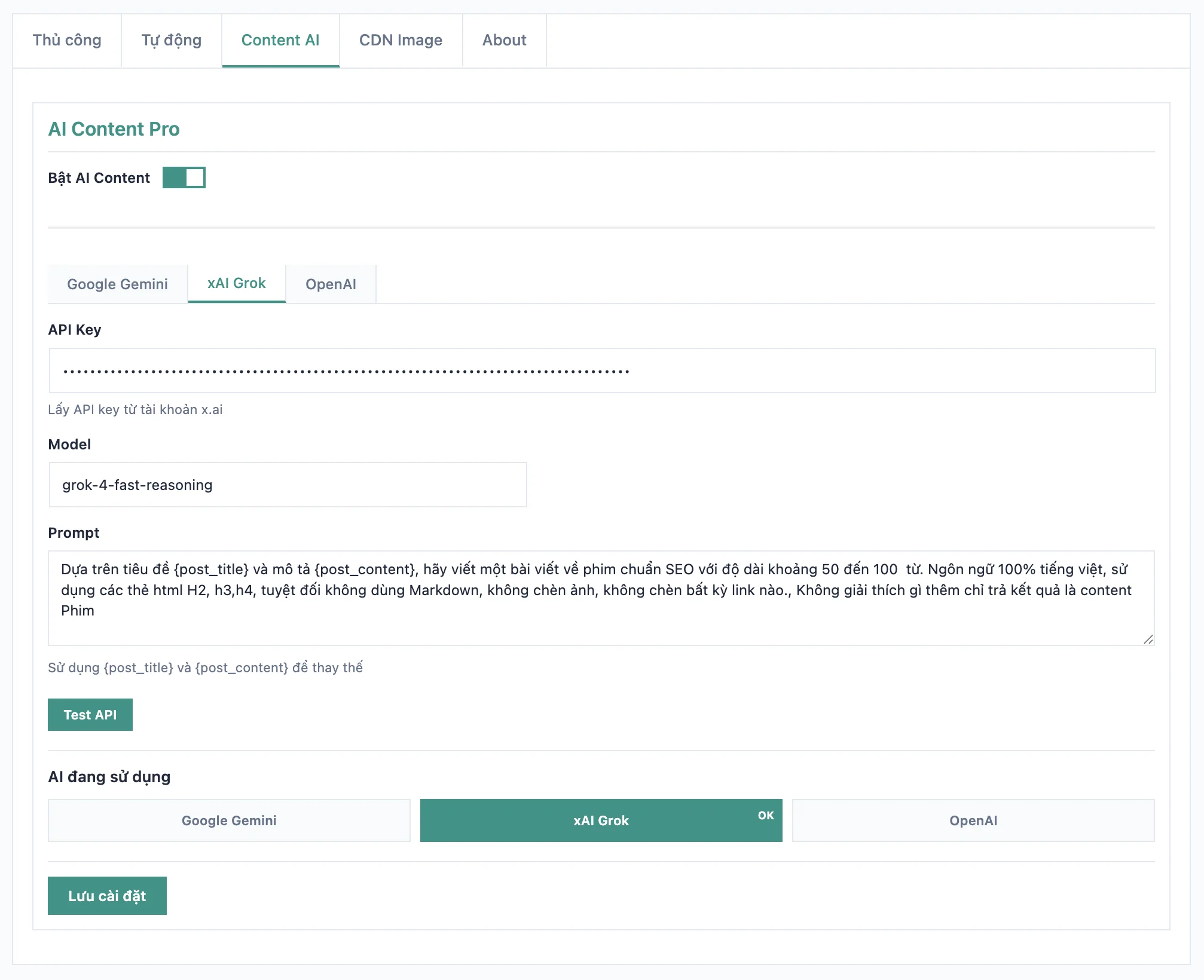 Plugin Core OPhim tích hợp content AI Pro
